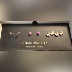 NWT!! Bomb Party Simply Studs “Rose Colored Glasses” 3 pairs